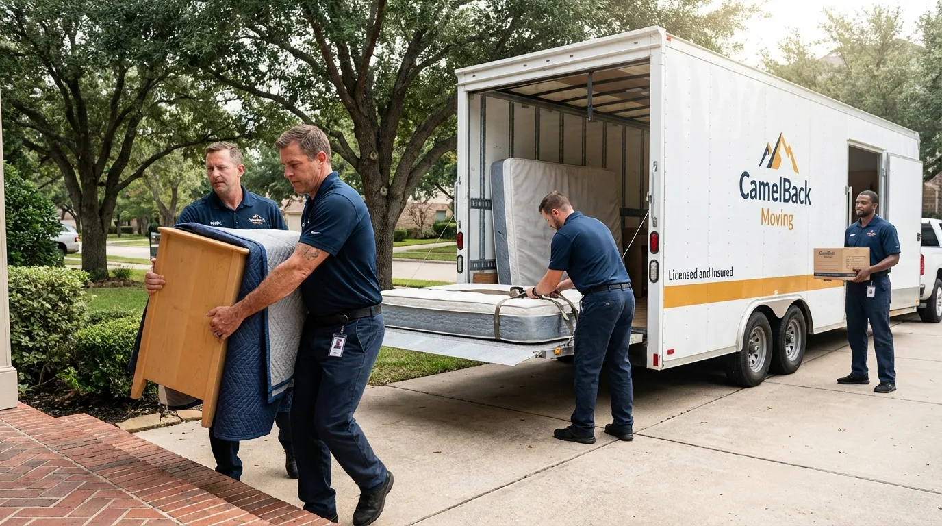 Crew loading residential truck for cross-state move from Donalsonville, GA